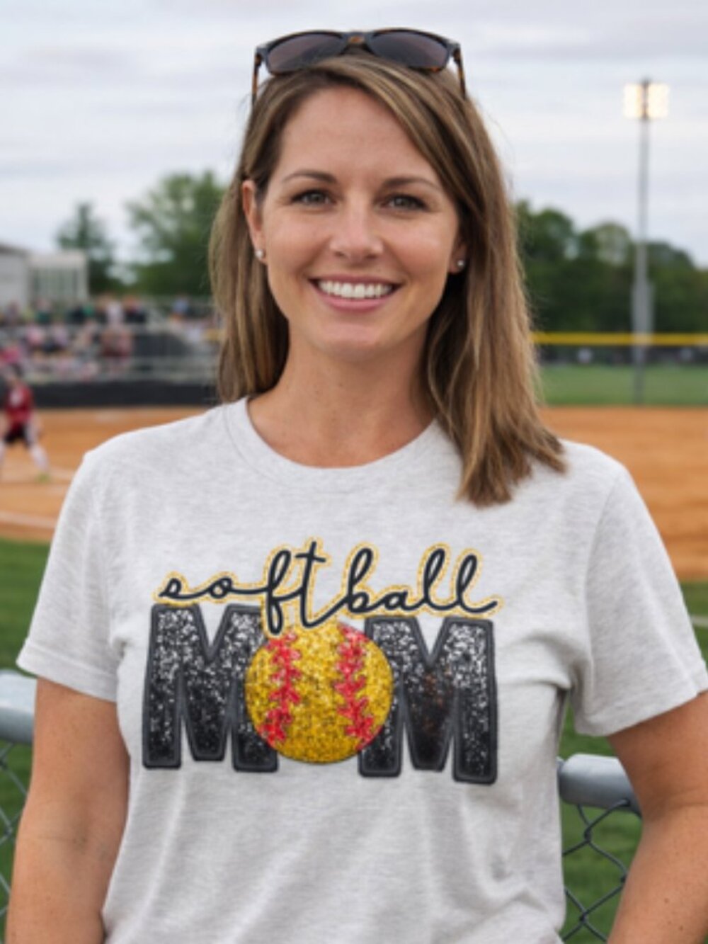 Softball Mom Graphic T-Shirt Gray Game Day Sports Mom Tee